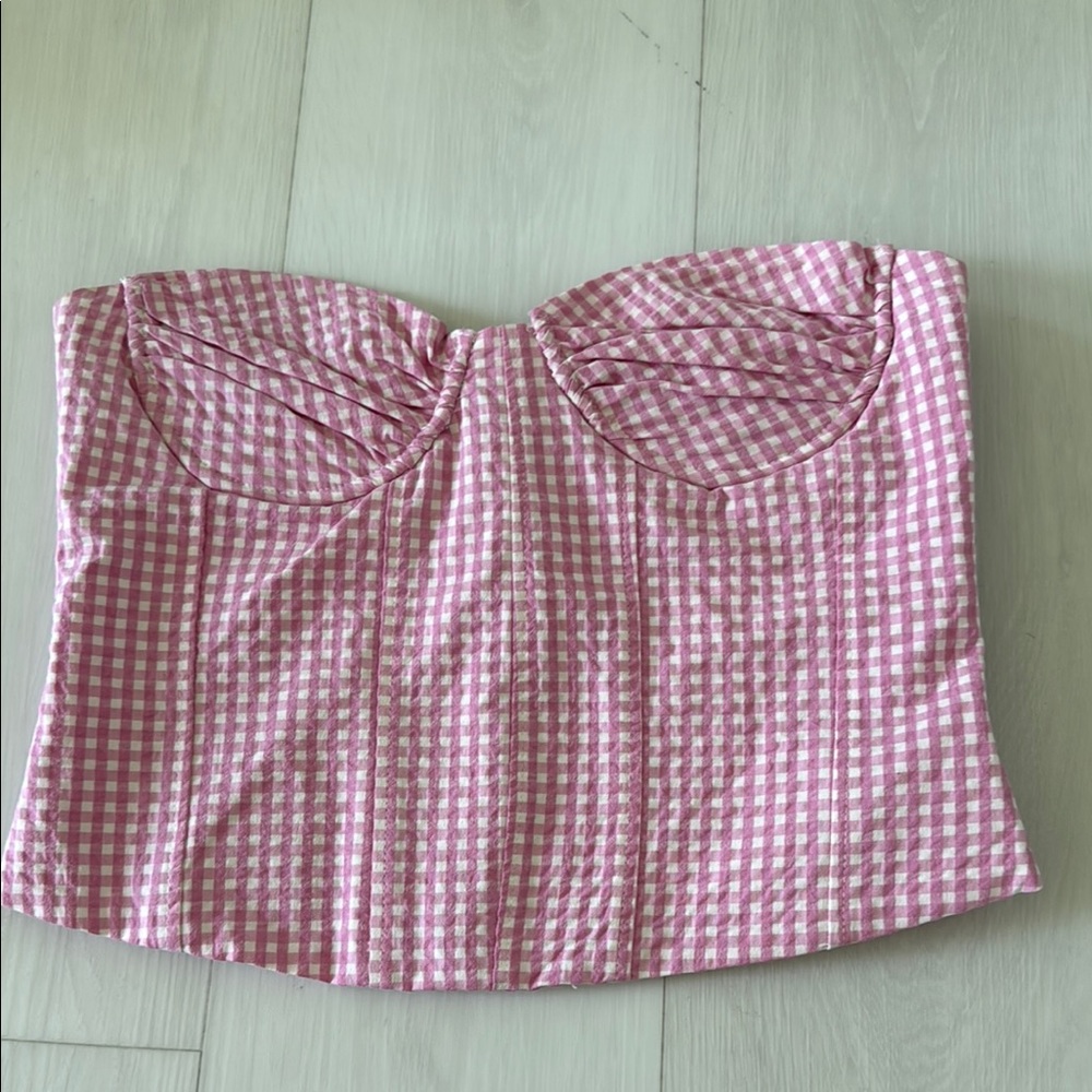 Zara Pink Gingham Women's Top